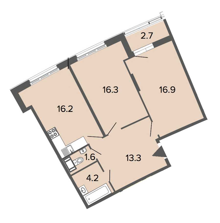 Двухкомнатная квартира в : площадь 68.5 м2 , этаж: 14 – купить в Санкт-Петербурге